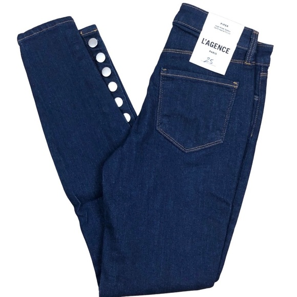 NWT L'AGENCE‎ Piper High Rise Skinny Jeans Button Ankle Dark Wash Denim Size 25 - Picture 11 of 16
